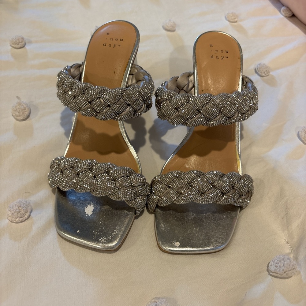 A New Day Silver Braided Sandals
